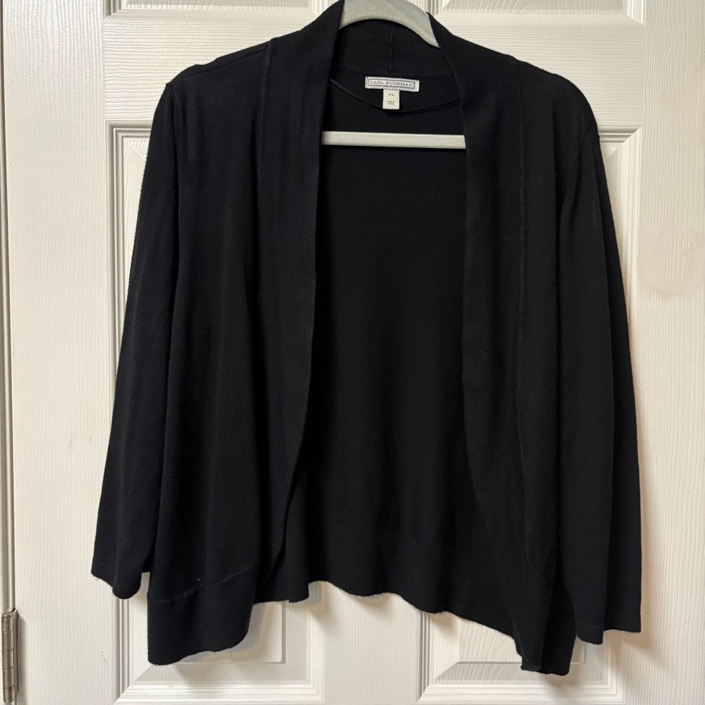 💜 3/$15 Dana Buchman cardigan womens XL, black